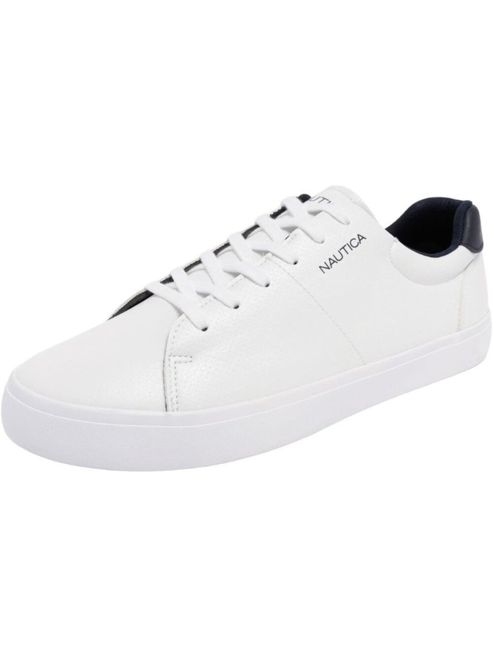 Nautica Men's White Navy Square Toe Classic Lace Up Low Top Fashion Sneakers